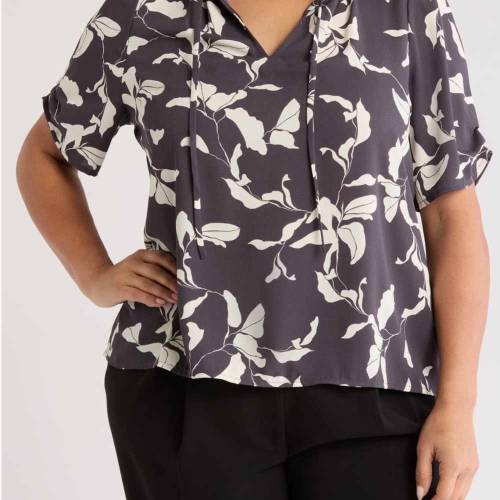 Nordstrom Black and White Floral Blouse